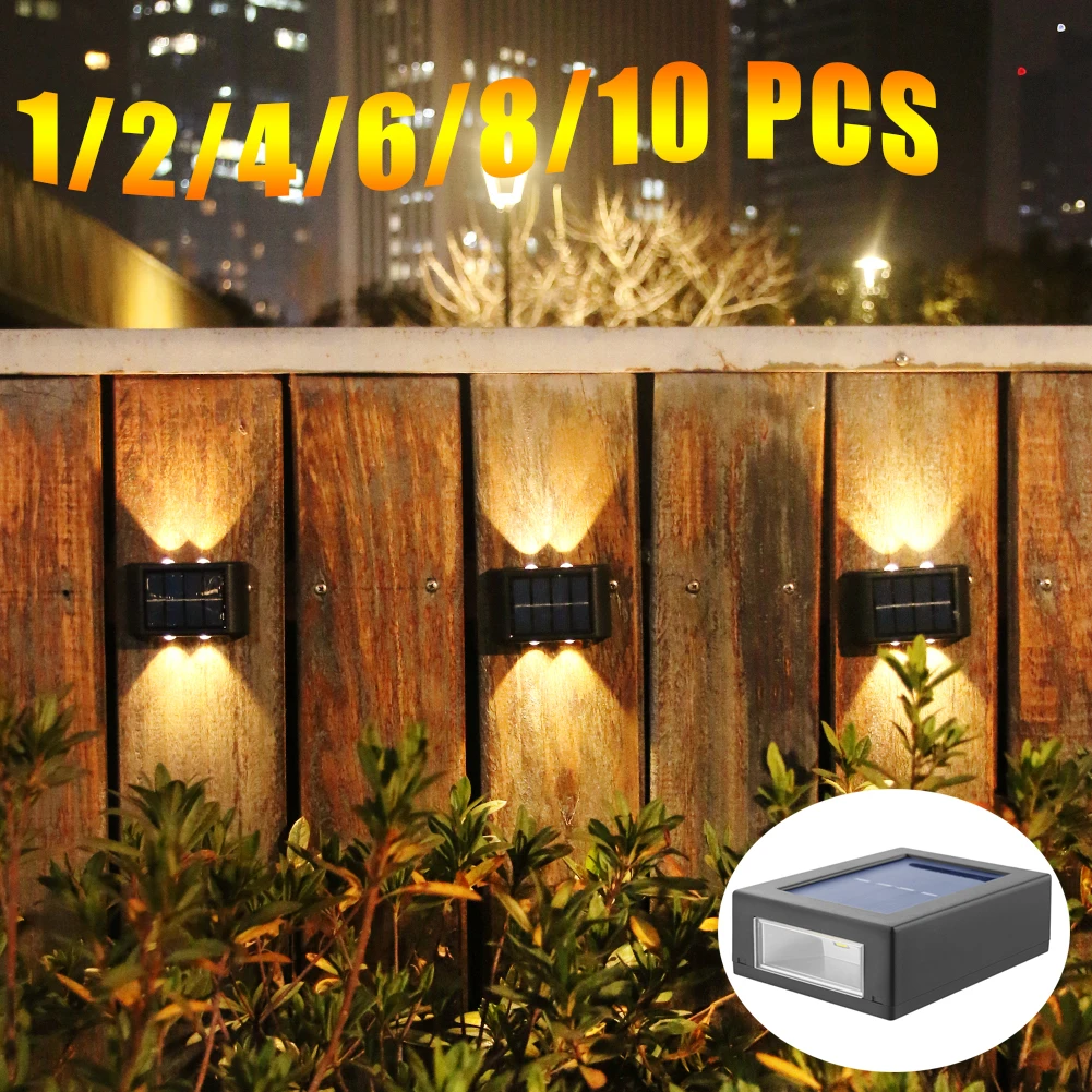 1-10PCS Solar Wall Light 2LED Outdoor Light Waterproof Up and Down Luminous Lighting Street Wall Lamps Garden Decor Solar Lamp solar street light