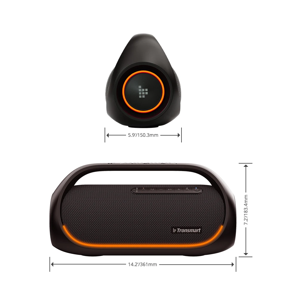 Tronsmart Bang Altavoces Bluetooth de 60W con subwoofer Versión  actualizada, IPX6 Resistente al Agua, Altavoz Luces LED a Color, 15 hrs de  reproducción Bocina para Fiesta con asa : : Electrónicos