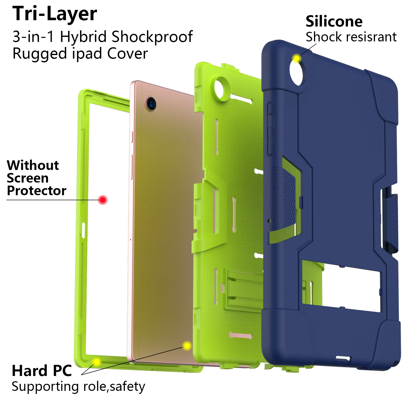 For Samsung Galaxy TAB A8 10.5 2022 Case Tablet Cover Tab A 8 SM-X200 X205 X207 Silicon TPU+PC shell Shockproof Stand Protective_voghion.com