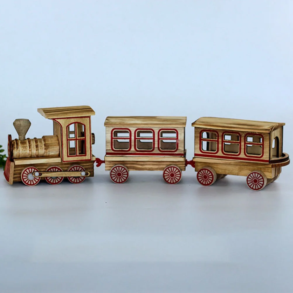 Fireplace Wooden Christmas Train Child Dining Table Decor Holiday Express Creative Small