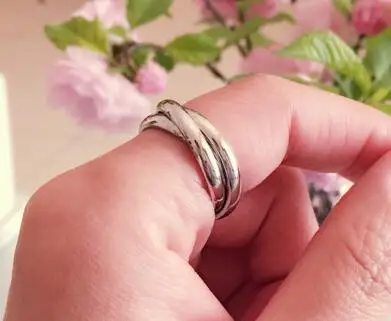 UAGE Klassische 3-Runden-Ring-Sets für Damen, Edelstahl, Hochzeit, Verlobung, weiblicher Fingerschmuck – Detail 4