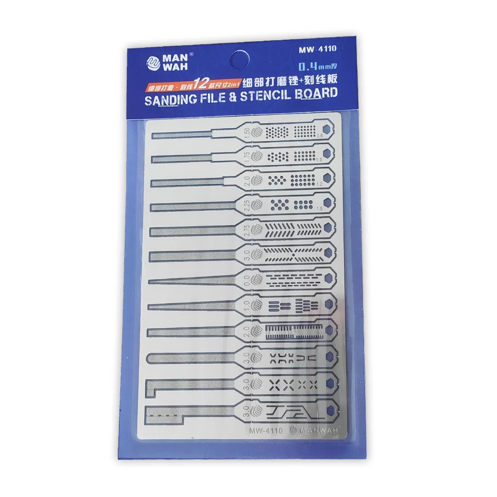 Hobby Model Craft Tool Fine part grinding file+Carving Auxiliary Ruler Combination set 12 sizes 0.4mm Thickness 6
