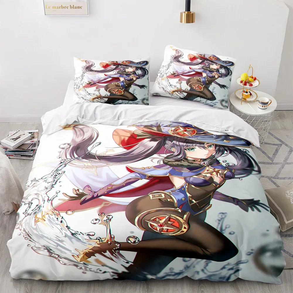 Game Genshin Impact Comforter Bedding Sets Quilt Bed Cover Duvet Cover Pillow Case 2-3 Pieces Sets Kids Adult Size 6