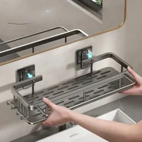 Bathroom Storage Wall Mount Shampoo Makeup Storage Holder Bathroom Accessories No Drilling Wall Shelf Shower Holder for WC Racks 2