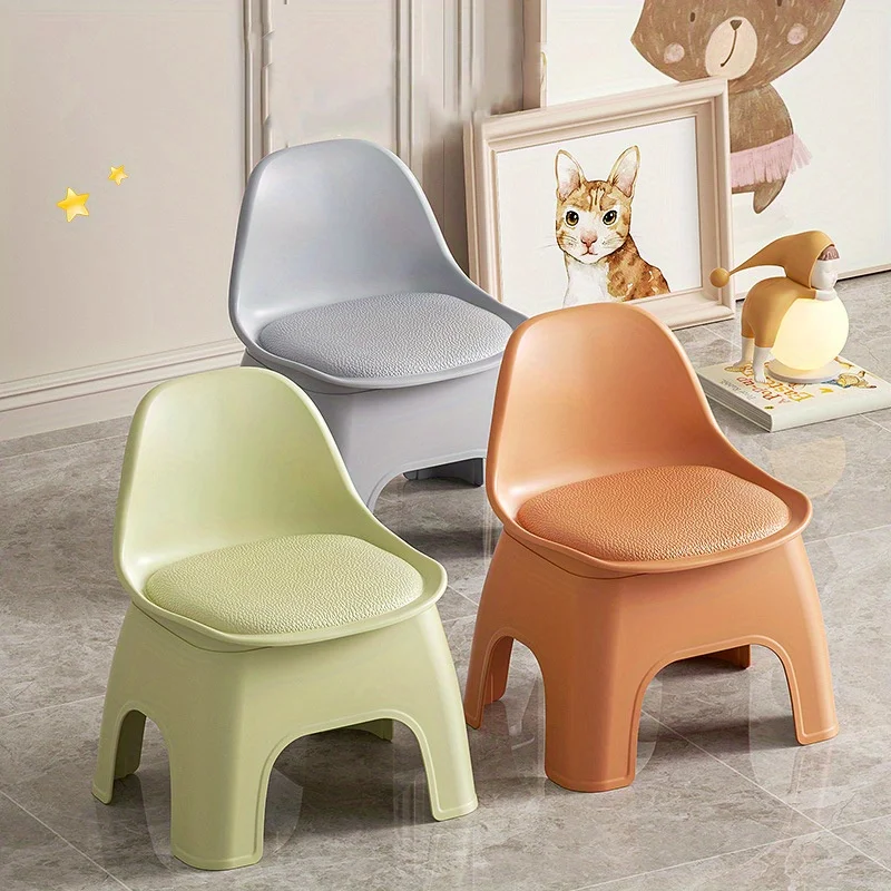 Sgabello circolare in plastica, sedia per la casa, sgabello piccolo, sedia con schienale, divano, tavolino, sgabello basso, moderno, spesso, portatile - immagine 3
