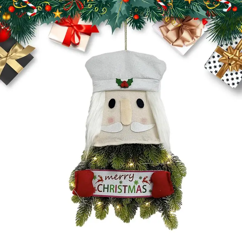 

Рождественские венки для входной двери, реалистичный женский венок с подсветкой, рождественские украшения для крыльца