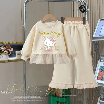 Printemps Hello Kitty bébé vêtement Sweatshirts pull haut et pantalon fille
