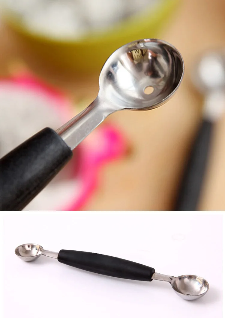 Description Picture 4 of itemDouble-Sided Fruit Melon Baller Spoon, 2 in 1 Stainless Steel Ice cream Ball Spoon Scoops Cutter for Watermelon