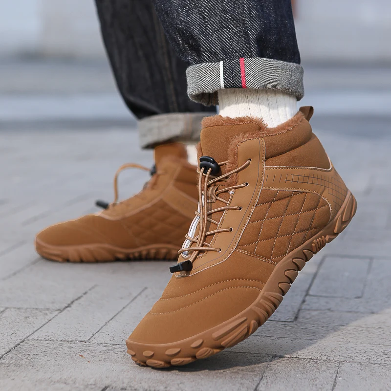 Men's Fleece-Lined Warm Casual Snow Boots, Comfortable and Warm Lining, Non-Slip and Wear-Resistant Soles, Suitable for Outdoor Activities, Snow and Other Scenes