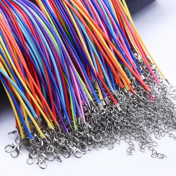 50 centimetri Intrecciato Regolabile Arcobaleno Corda di Cuoio Cavo di Cera FAI DA TE Collana Del Pendente Per Le Donne Degli Uomini Accessori 10/20/30 pz Catena Colorata 1