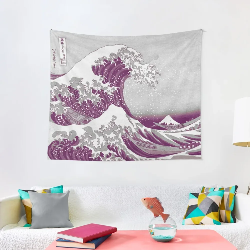 

Great Wave off Kanagawa Purple Tapestry Carpet On The Wall Wall Mural Tapestry