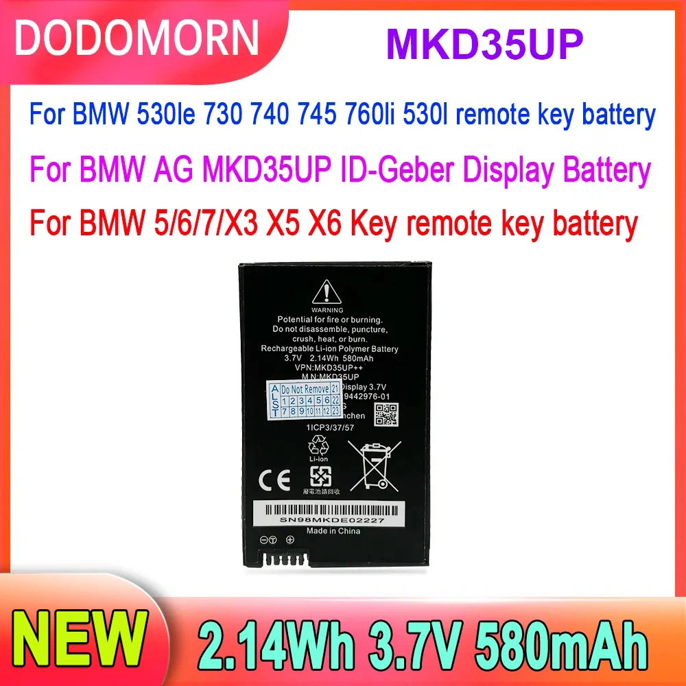 Bateria Remota da Chave do Lcd para Bmw 530le 730 740 745 760li x3 x4 x5 1icp3 37 57 944297601 3.7v 2.14wh 580mah Mkd35up