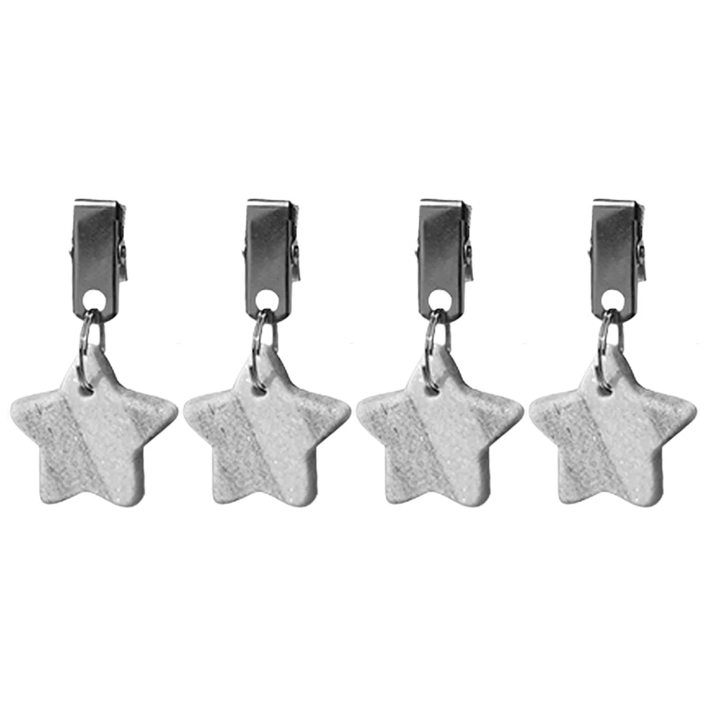 

4 Pcs Tablecloth Cover Clip Outdoor Supply Weights Decorate with Clips Delicate Pendant Marble Small Tablecloths