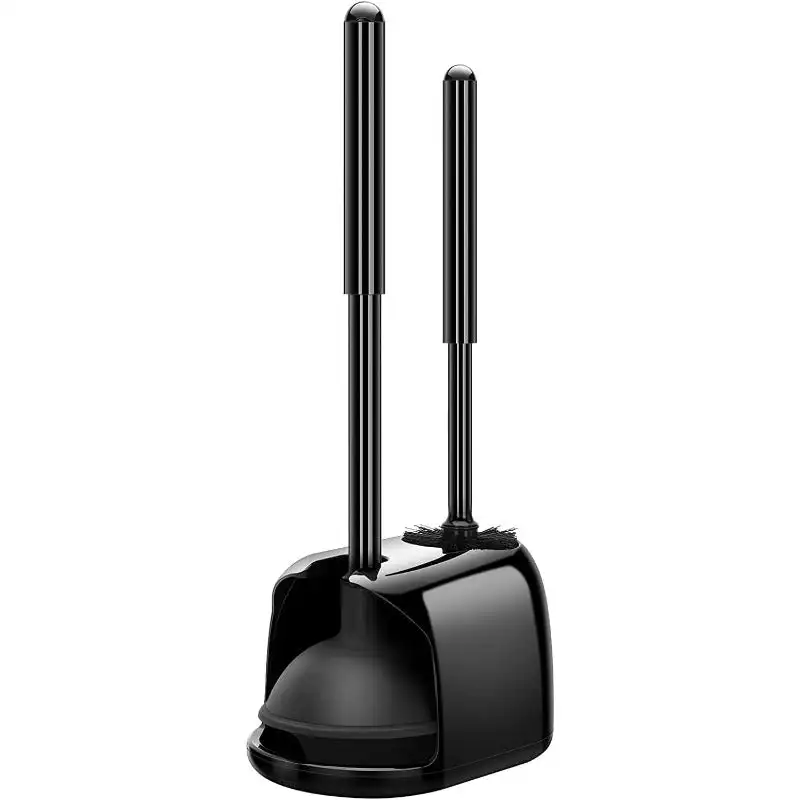 Toilet Brush and Plunger Set, Toilet Plungers for Bathroom Heavy Duty Bowl Brush and Holder Hidden Toilet Plunger Black