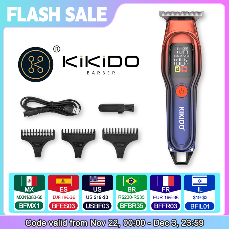 KIKIDO KK-A2 Rechargeable Professional Hair Clippers,Low Noise Hair Clippers with Auxiliary Light Hair Trimmer Kit