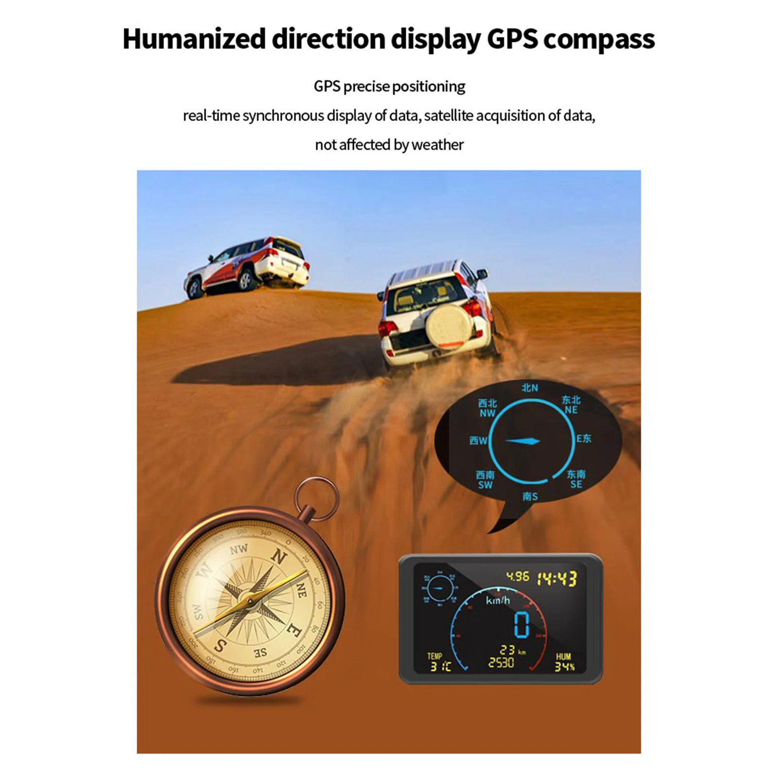 Car HUD Display Car Head Up Display Speed Gauges Speed Meter Car Display Screen Car GPS Speedometer Odometer 4.7 inch LCD Display HUD HD Display with Over Speeding Alarm Function for All 5-24V Vehicle