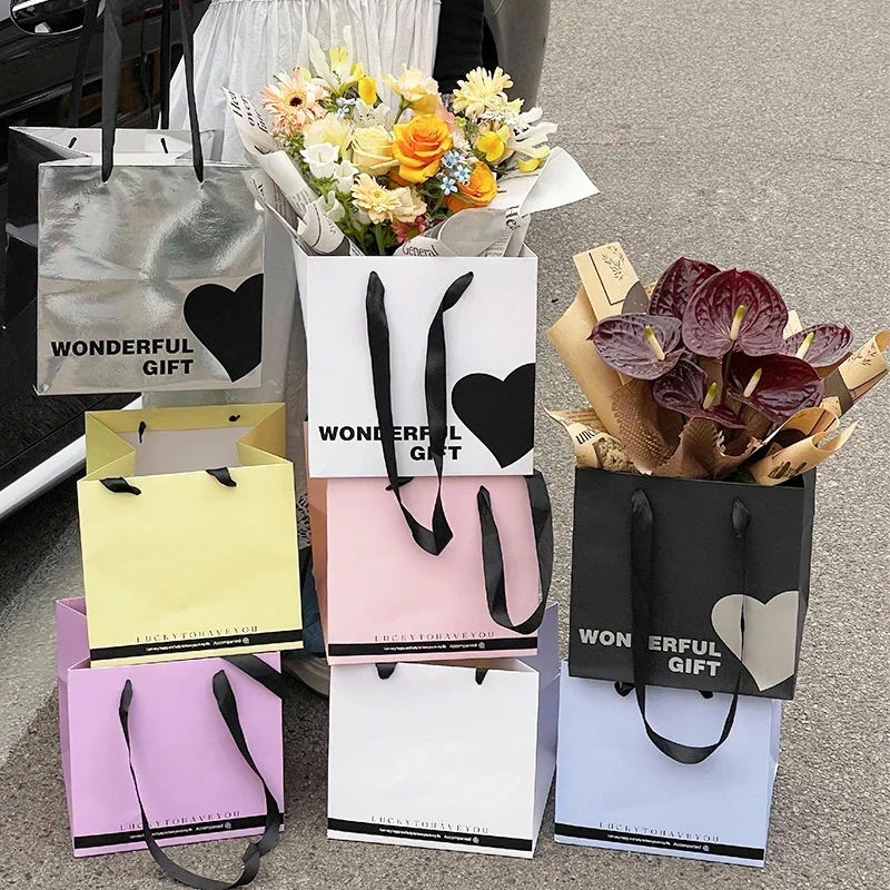 

В стиле Ins, четыре упаковки, креативная Цветочная сумка-тоут, Подарочная коробка, Подарочный пакет для букета, простая коробка для цветочной композиции, праздничная подарочная упаковка