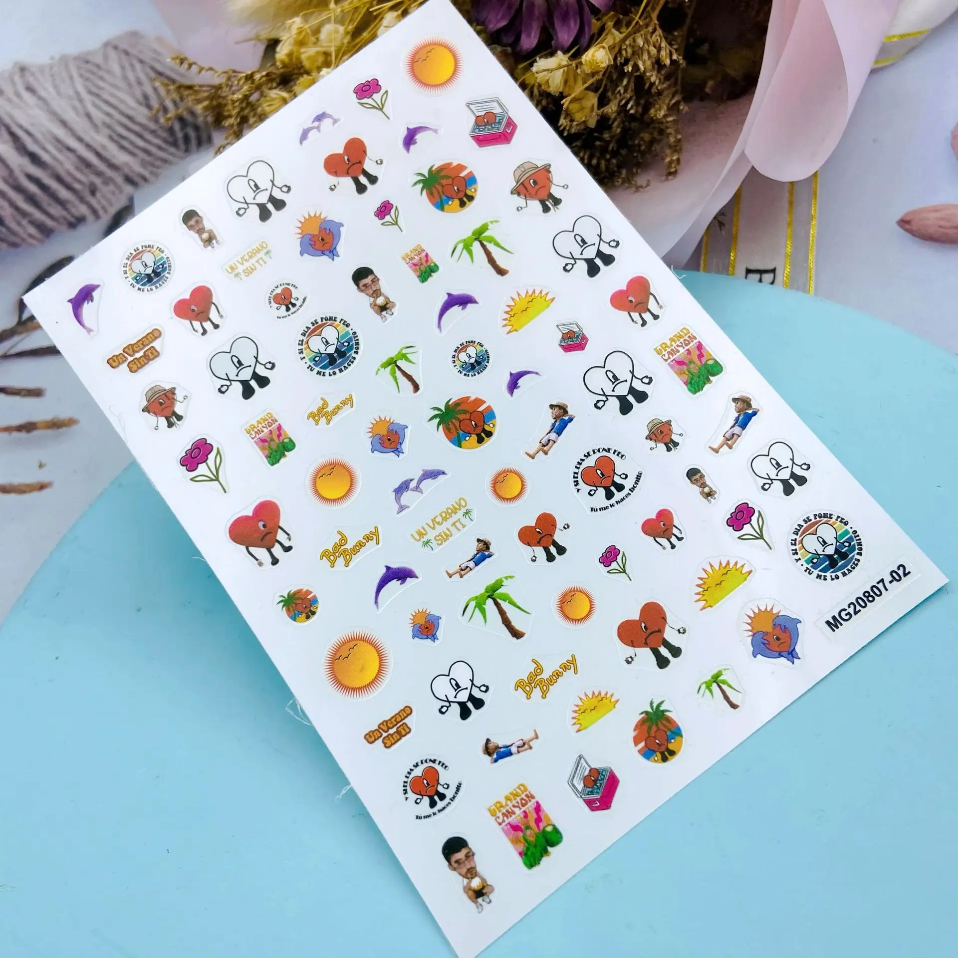 Japanese Style DIY Thin Traceless Nail Stickers Bad Bunny Serious Glue Dry Nail Decals Nail Art Manicure Nail Decorations Gifts 6
