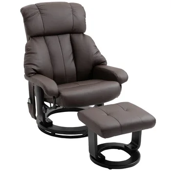 2024 New Massage Recliner Chair with Ottoman, 360° Swivel Recliner and Footstool, PU Leather with Side Pocket and Remote Control 2