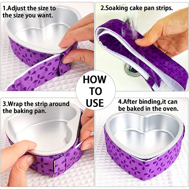 LMETJMA Bake Even Strip Cake Pan Dampen Strips Super Absorbent Thick Cotton Cake Strips Baking Tray Protection JT130