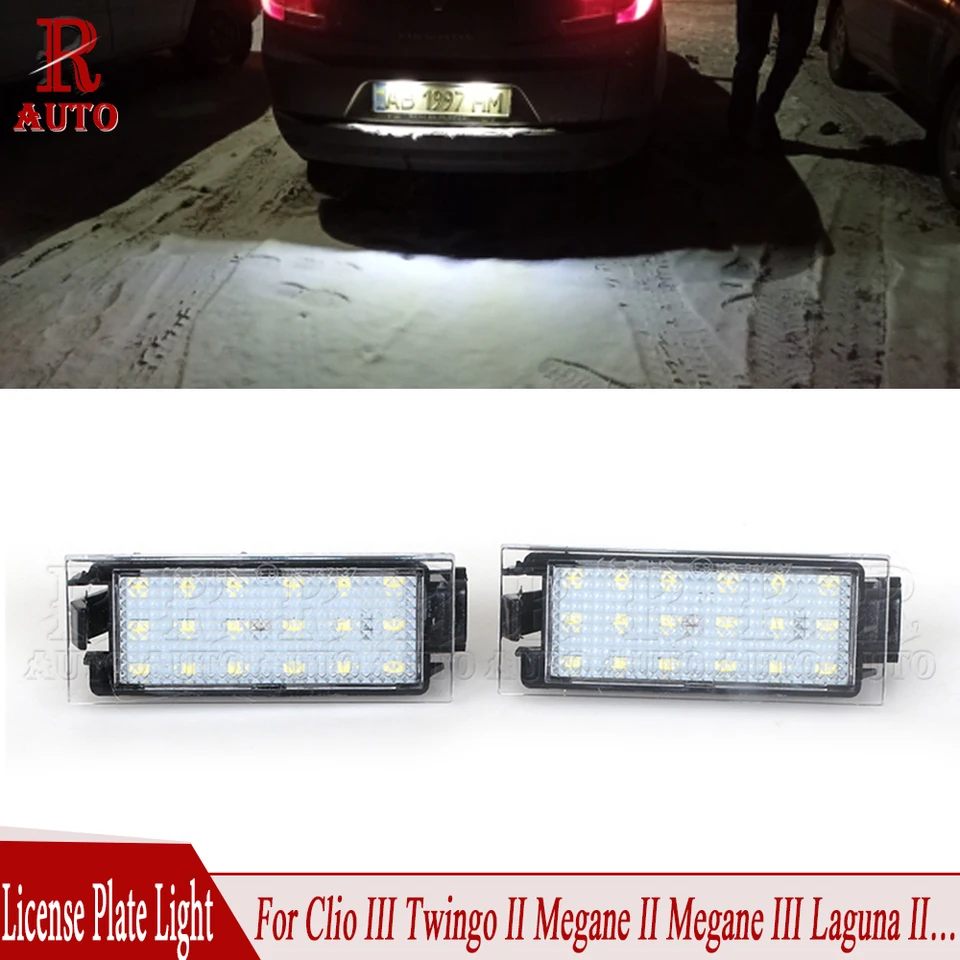 R-Auto-Lampe de plaque de planificateur de numéro arrière de voiture à LED,  style de voiture pour Renault Megane 2, Clio 3, décennie k 2, Flence  8200480127, 2 pièces - AliExpress