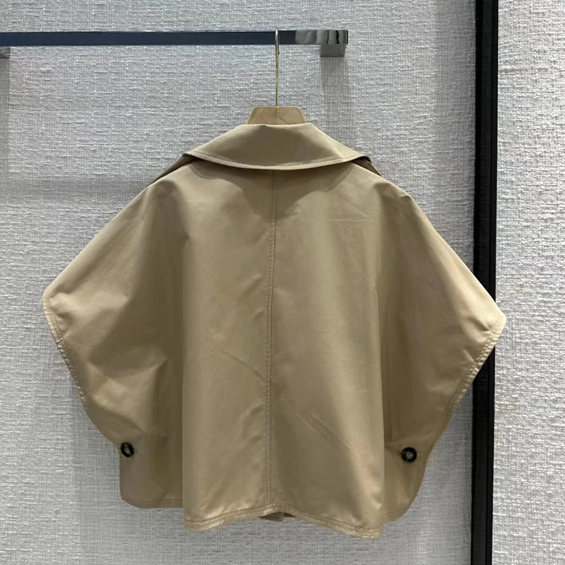판초 바람막이 재킷, 더블 브레스트, 패셔너블하고 다용도, 하이 퀄리티 숙녀 짧은 재킷, Y2K,2024, 신상