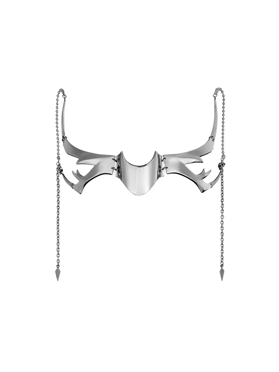 CyberPunk Mask Liquid Irregular Silver Color Hollow Titanium Steel Facial Accessories Earring for Women Men Party