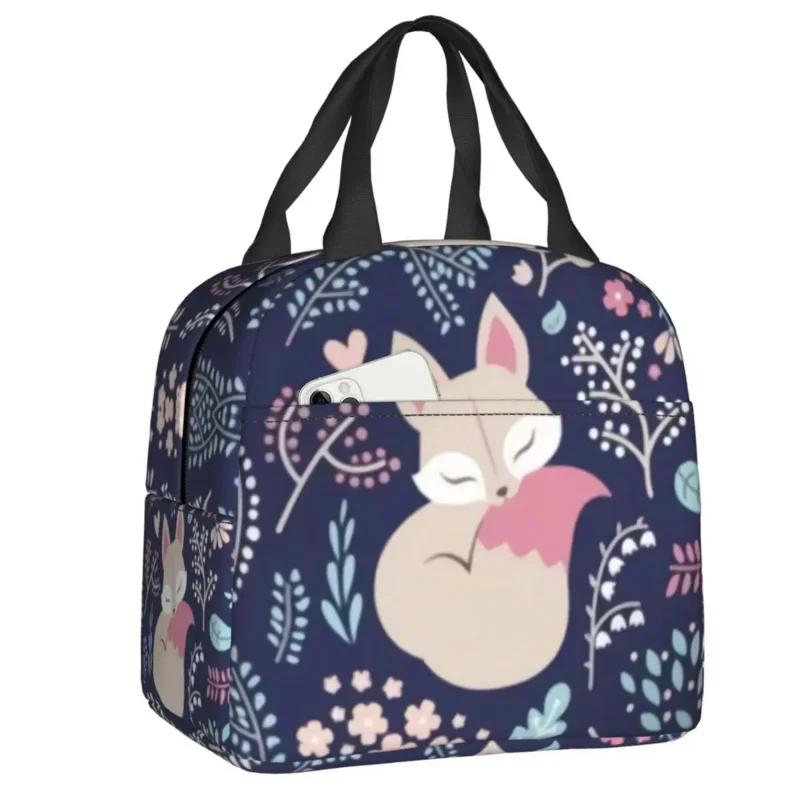 

Little Fox Drawing Thermal Insulated Bag Women Portable Lunch Container for Outdoor Camping Travel Multifunction Food Box
