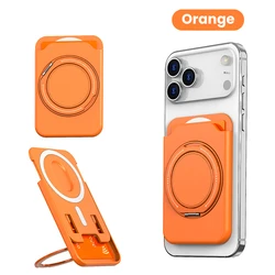 Magnetic Colorful 360° Adjustable Foldable Phone Stand & Card Holder (Orange)