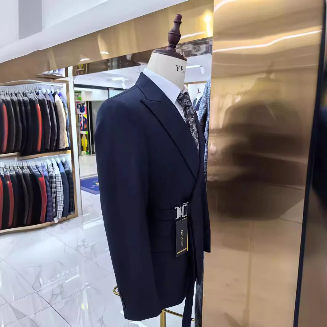 2024 New Men's Suit Two-piece Wedding Groom and Best Men's Business Korean Best Man Banquet Oversized Set Blazer Masculino