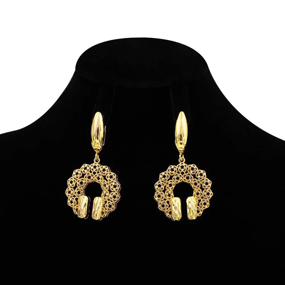 Buy SUVAN JEWELRYDubai 24K Gold Plated Jewelry Necklace Set India Africa  Ladies Jewelry Necklace Bracelet Earrings Ring 4 Piece Set Online at  desertcartINDIA