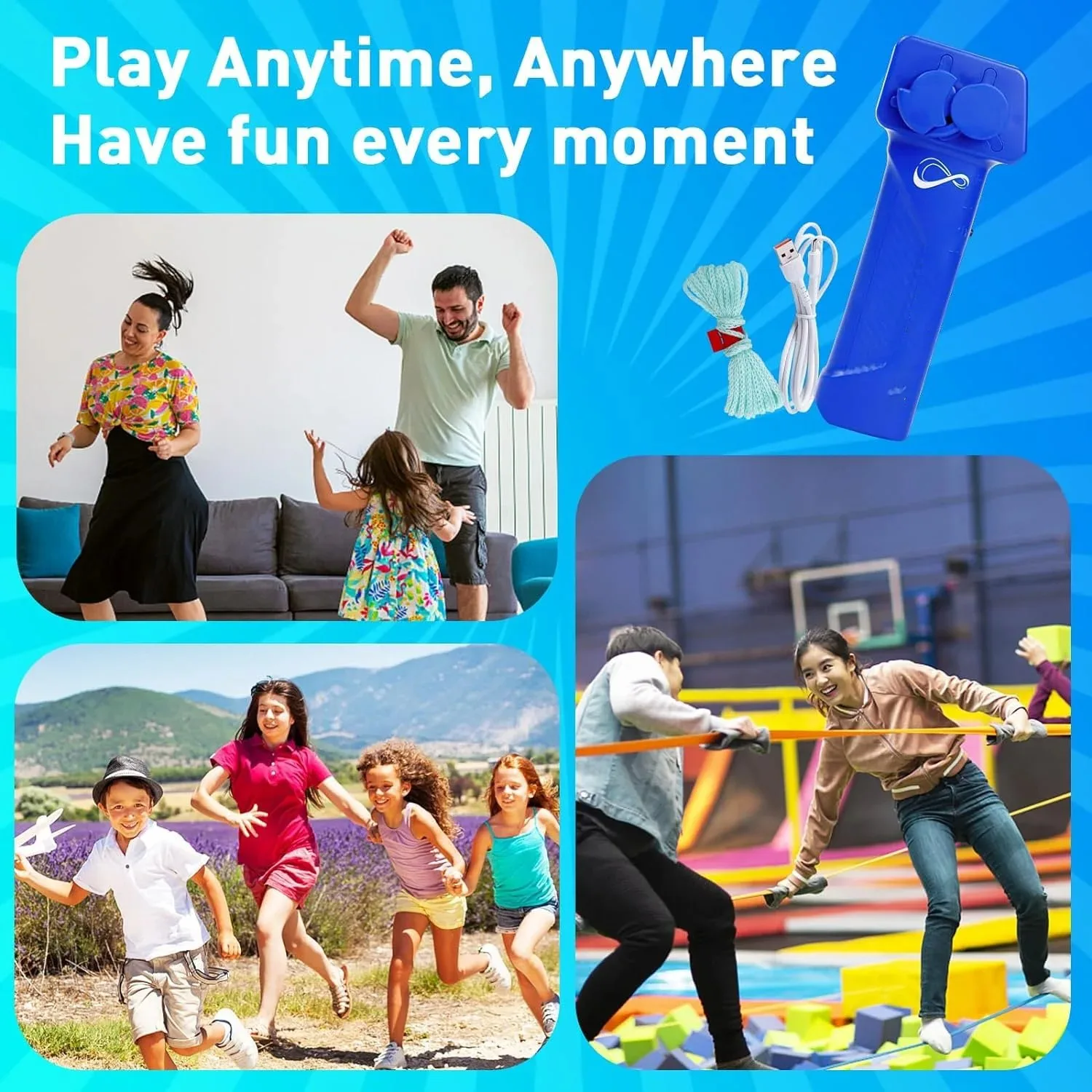 String Launcher Toy Glow-in-the-Dark Rope Launcher Electric Toys Decompression Rope Handheld Adjustable Speed