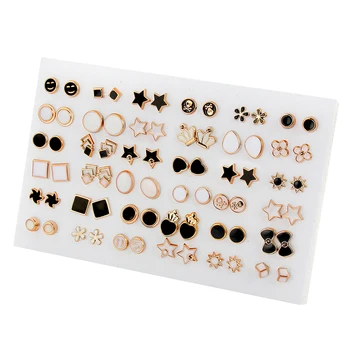 36 pares de estilos mistos branco preto esmalte geométrico animal plástico brincos conjunto para mulheres meninas jóias presentes 1