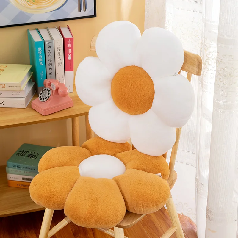 Flower Cushion Girly Room Decor Sunflower Pillow Bay Window Pink Flower Setting for Kids Bedroom Seat Pillow 4