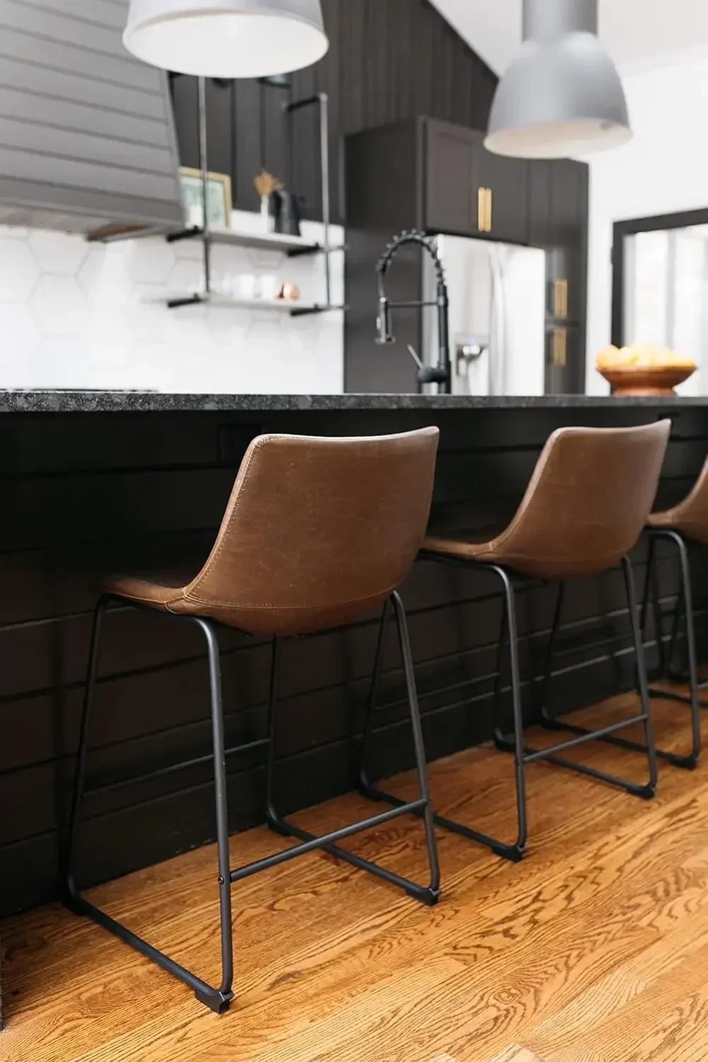 New2025-Centiar 24" Counter Height Modern Bucket Barstool 2 Count, Brown