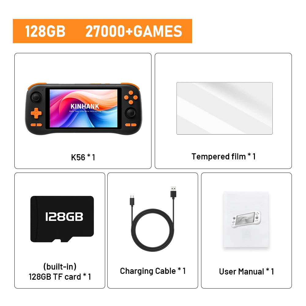 KINHANK K56 + 64gbマイクロSD　中華エミュレーターゲーム機 Amazon.com: Kinhank K56 Retro Handheld Game Console Built-in