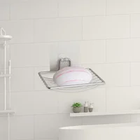 Stainless Steel No Punching Soap Holder Bathroom Wall-Mounted Soap Dish Holder  Self Adhesive Kitchen Spong Storage Rack 3
