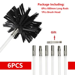 Rotary Chimney Brush with Long Flexible Handle (6Pcs 600mm Rods)