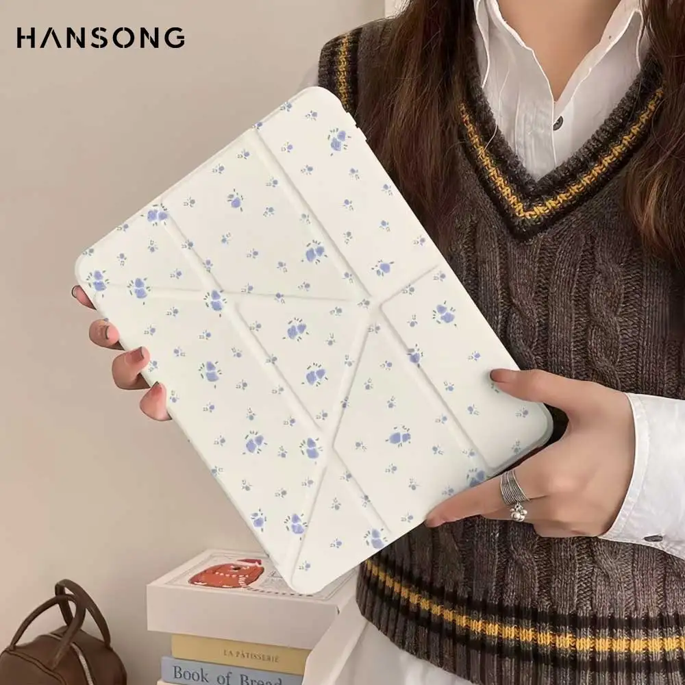 3 Fold Flower Magnetic Table Case - Elegant Protective Cover