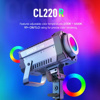 SYNCO COBOR CL220 CL220R RGB 200W LED 비디오 라이트, COB 연속 조명 2700K-6500K 바이 컬러 앱 제어 사진 램프