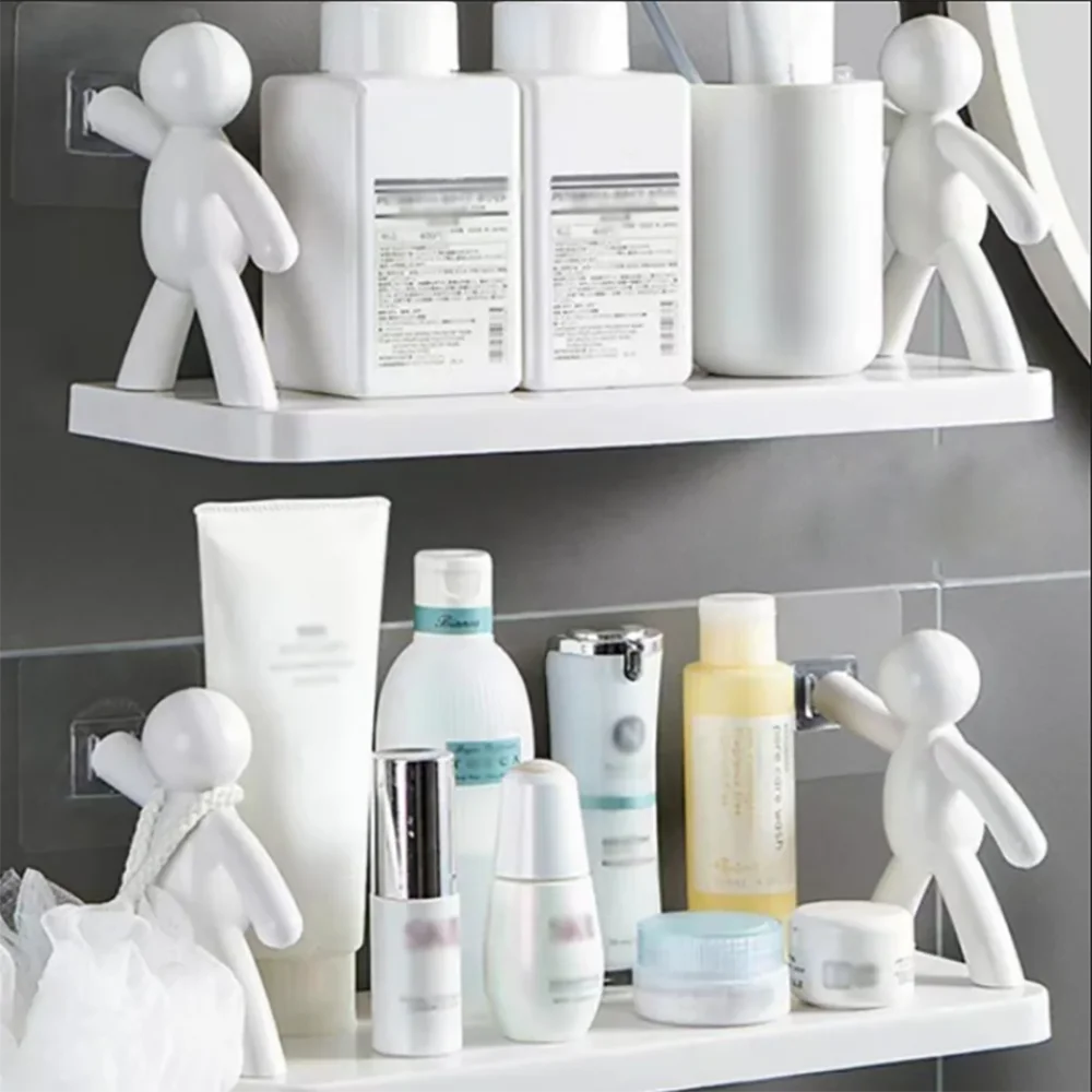 Cosmetic Toilet Organizer Home Kitchen PP Plastic Rack Self-adhesive Shampoo Shelves Shower Towel Rack for Bathroom Kitchen Room 6