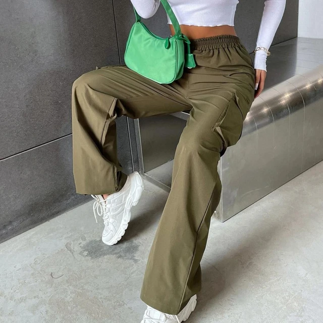 Pantalones Cargo Para Mujer Chándal De Cintura Alta Moda Ajustado Elástico  Lujo 