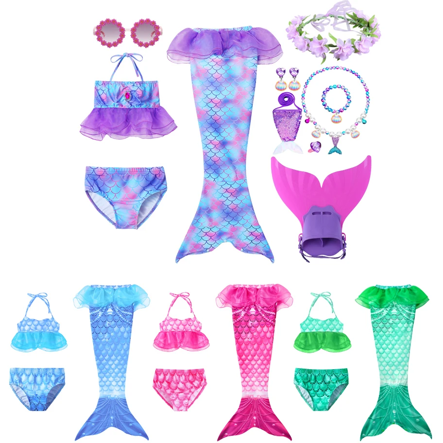 

Toddler Fish Tail Baby Girls Swimwear Mermaid Swimsuit Bikini Three-piece Bathing Suit Beachwear Summer Outfit Clothes Costume