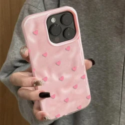Charming Pink Heart Shockproof Phone Case - Soft Protective Cover in Air Blue and Pink - iPhone 15 Plus (Pink)