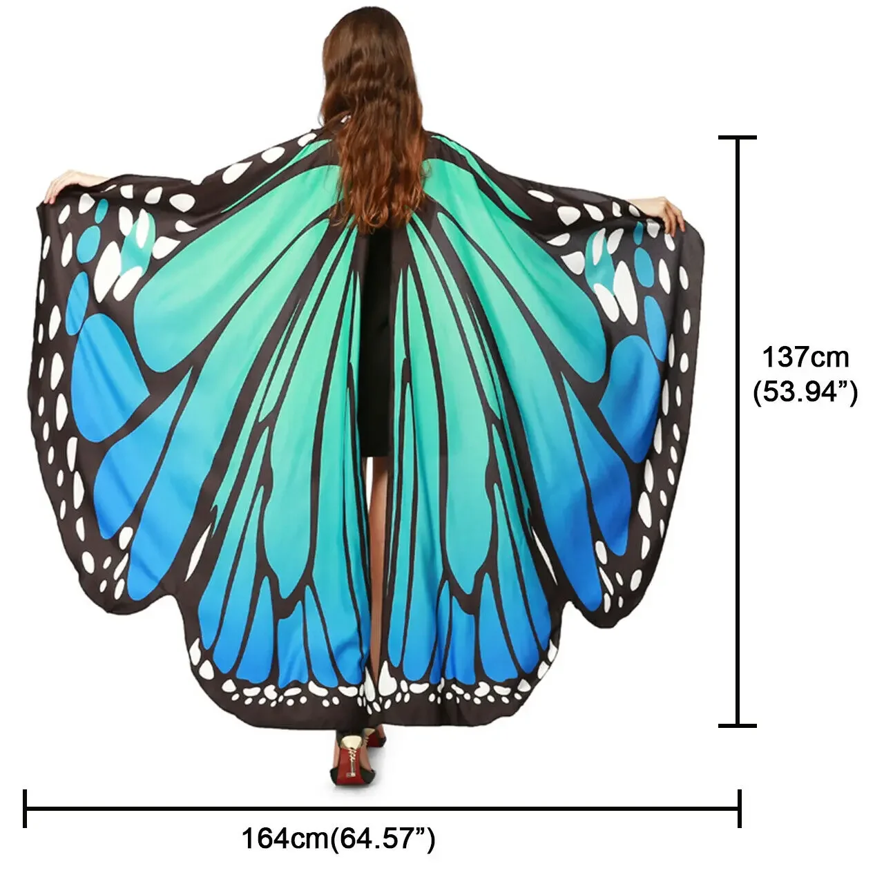 Rainbow  Butterfly Wings Cape Shawl Fairy Ladies Dance Costume Adult Monarch Butterfly Cape Halloween  Child Butterfly Wings