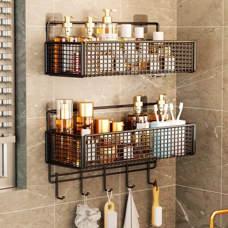 Bathroom Storage Rack Non Perforated Wall Mounted Towel And Toiletries Storage Rack Restroom Storage 5