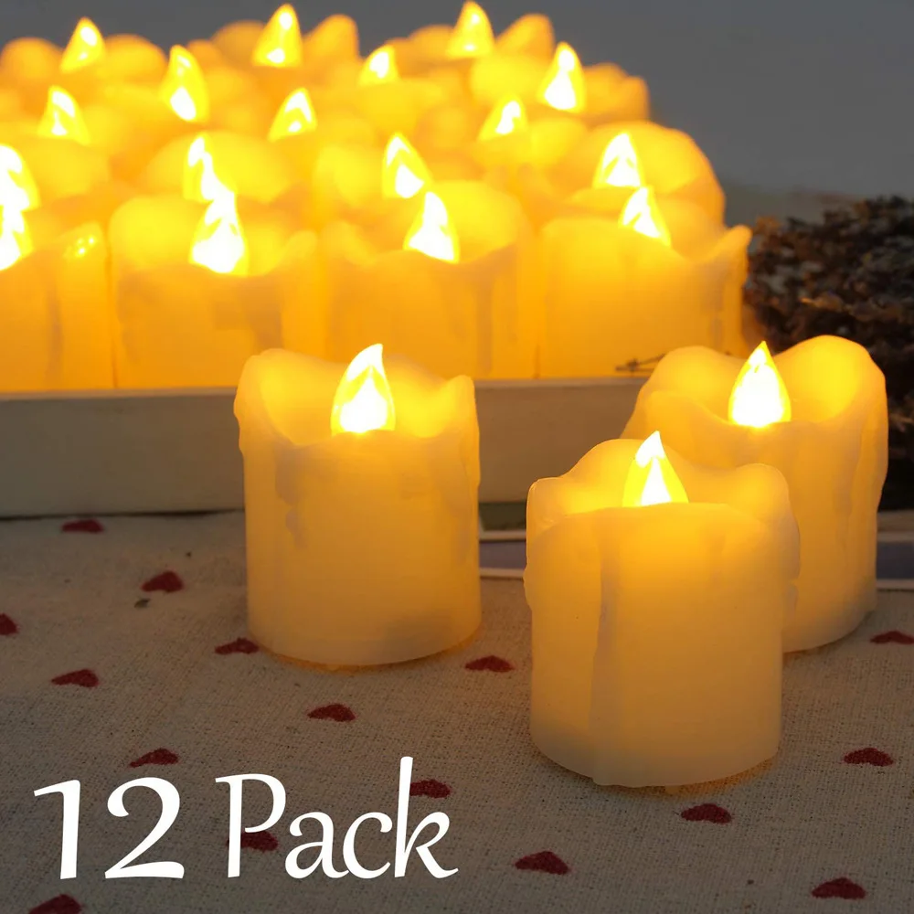 

12Pcs/Set Flameless LED Candle Button Battery Lamp Flashing Tea Light Wedding Birthday Party Decoration Electric Candles Lights