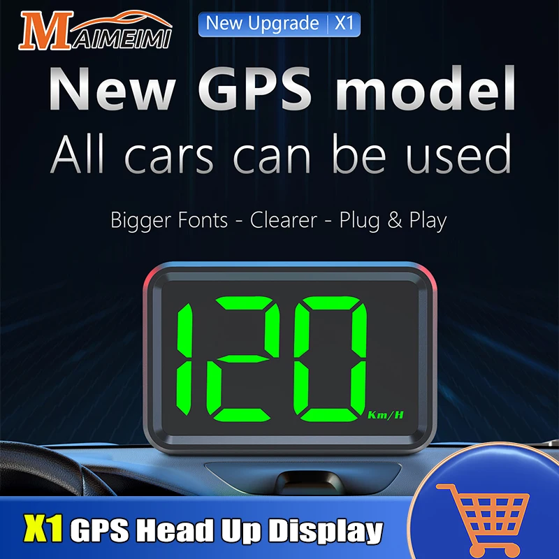 

X1 Car GPS Head Up Display For HUD Digital Speedometer Plug and Play Big Font KMH Gauge for Cars Trucks Electronic Accessories