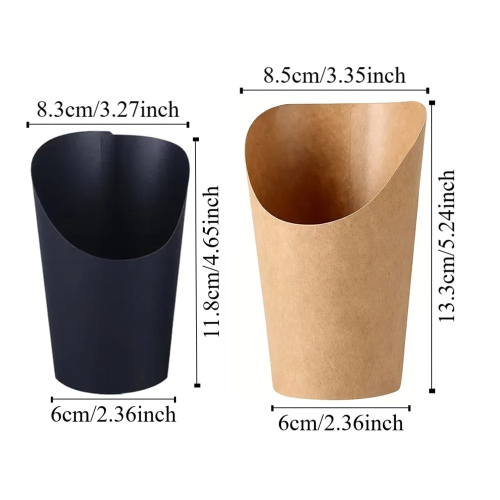 25pcs 14/16oz French Fries Holder Kraft Paper Disposable French Fry Cup Popcorn DIY Baking Snack Dessert Cupcakes Party Supplies