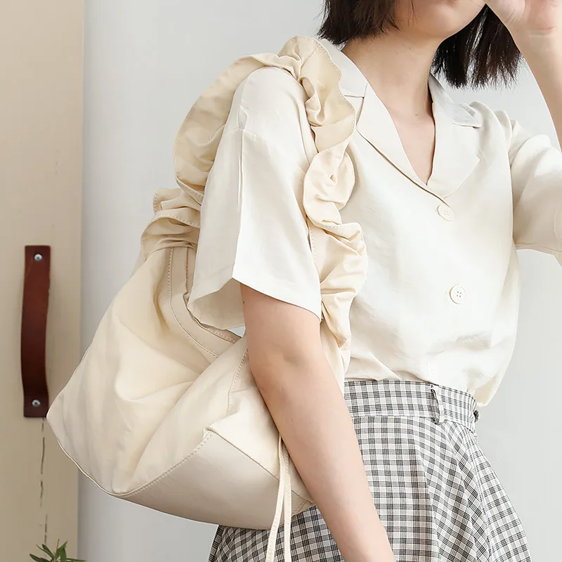 Canvas Shopping Bag High Capacity Women's Crossbody Bag Female Reusable Casual Lightweight Shopper Shoulder Handbags Big Tote